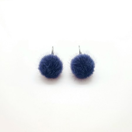 Earrings silver steel fur blue2